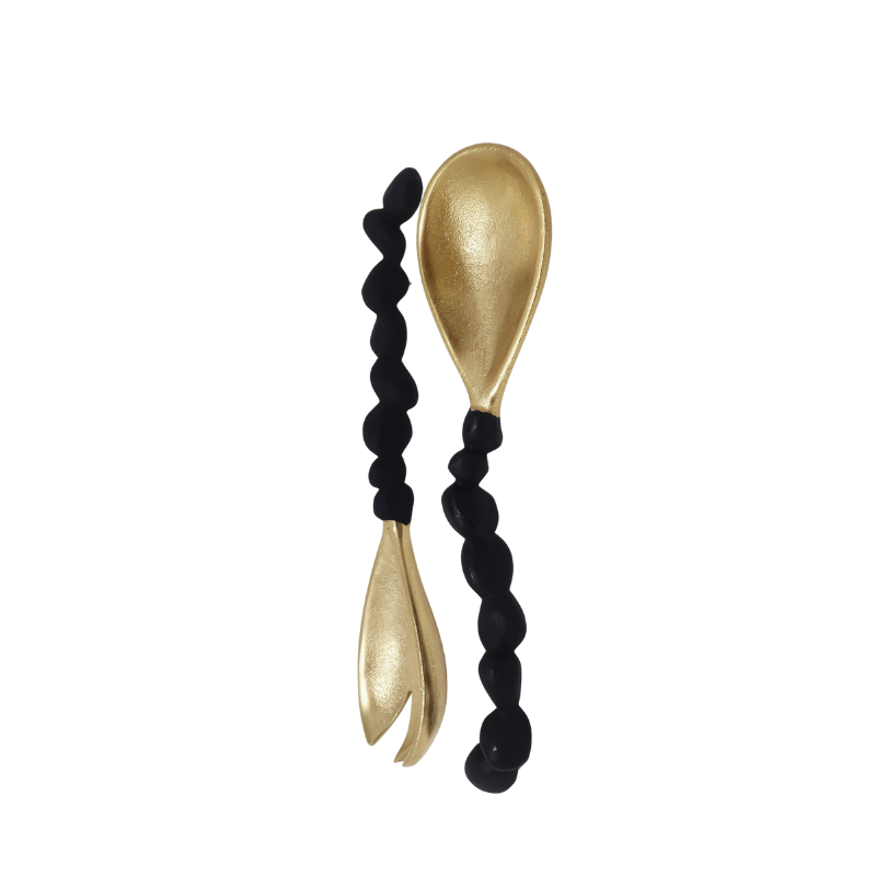 Gold Salad Servers with Pebble Design