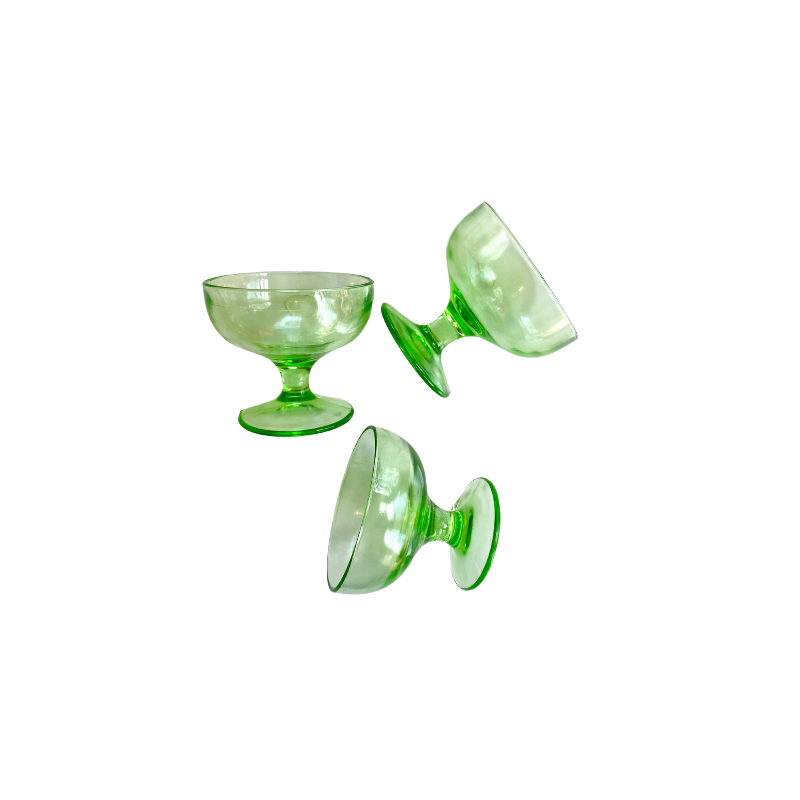 Green Glass Coupes- Set of 6
